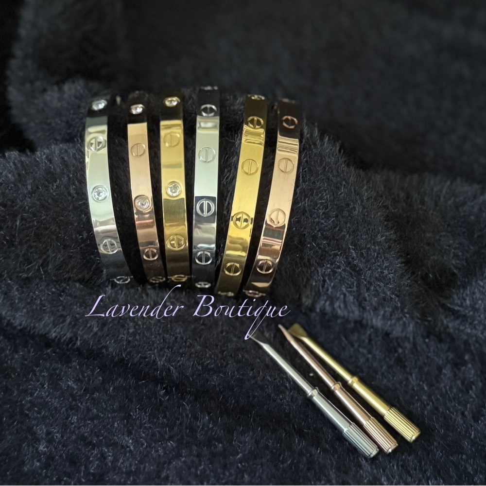 New Gold Plated Stainless Steel Screwdriver Love & Nail Un Clue Bangle Bracelet - Picture 8 of 9